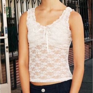 Brandy Melville Blush Lace Sheer Tank
